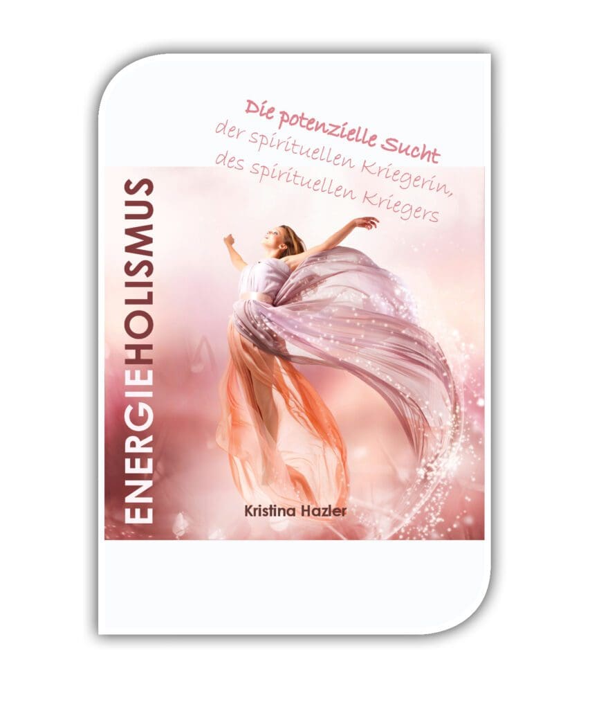 Energieholismus Buchcover mit Frau in fließendem Kleid.