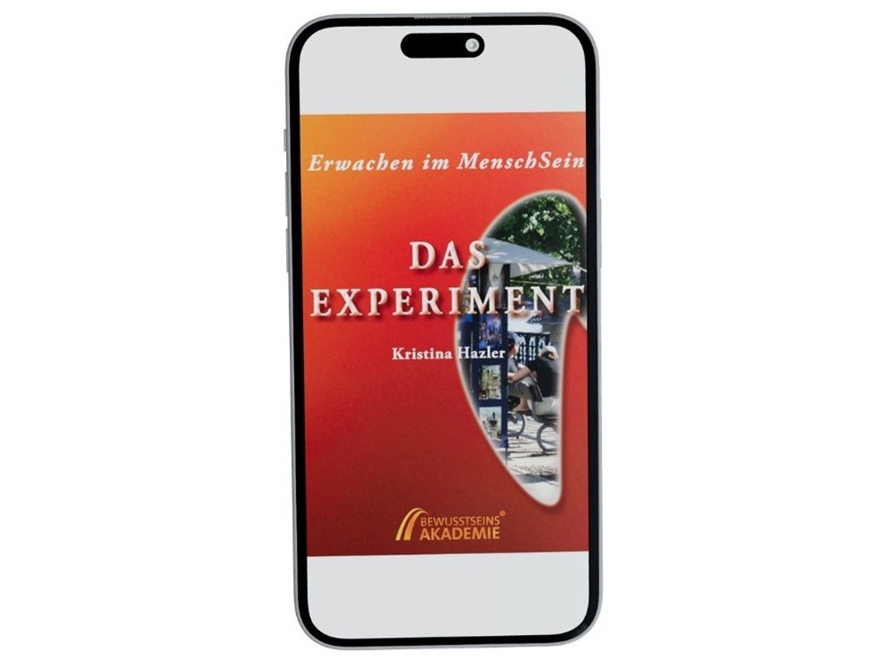Buchcover "Das Experiment" von Kristina Hazler auf einem Smartphone