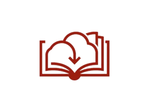 Digitales Buch mit Download-Symbol im Cloud-Design